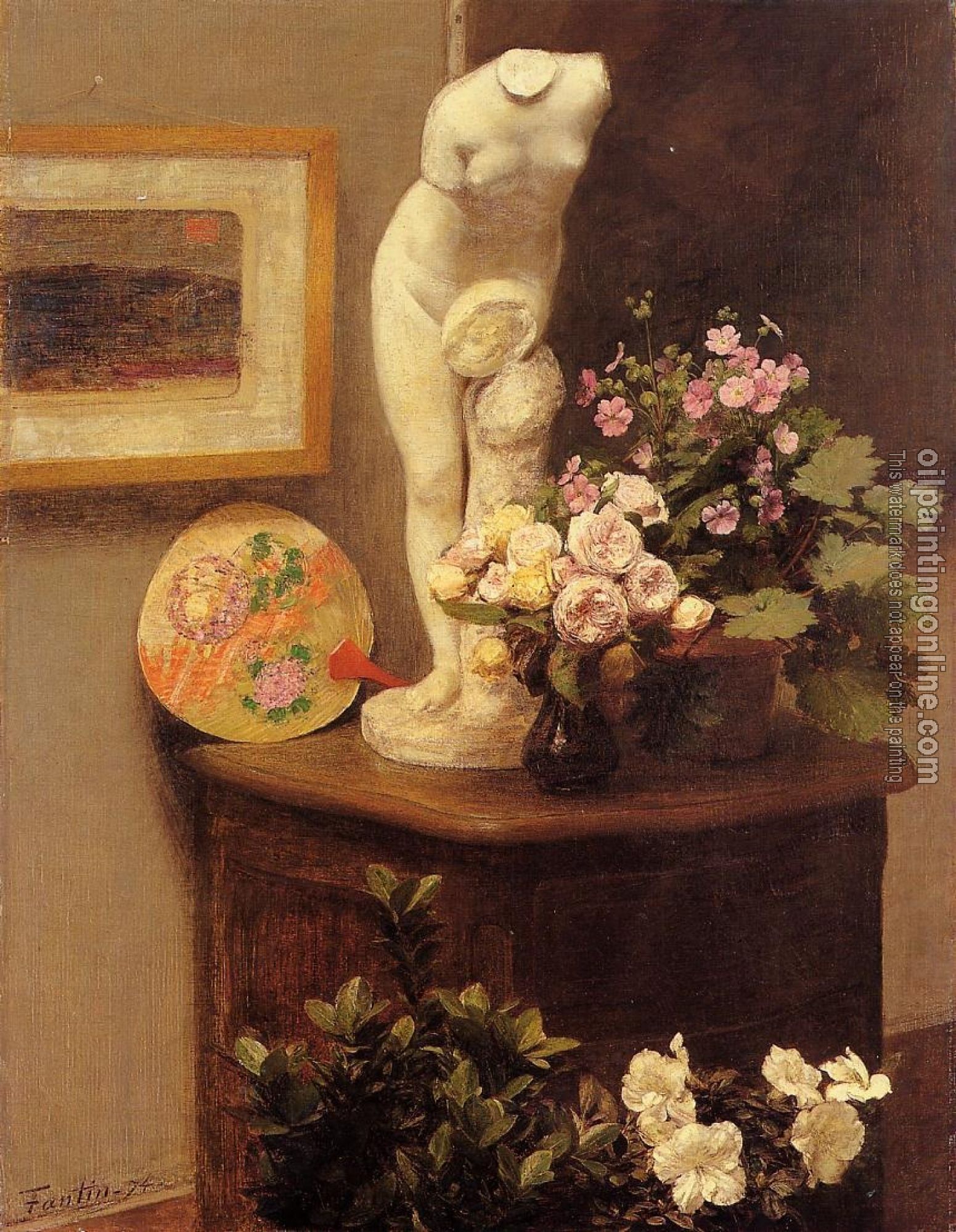 Fantin-Latour, Henri - Still Life with Torso and Flowers